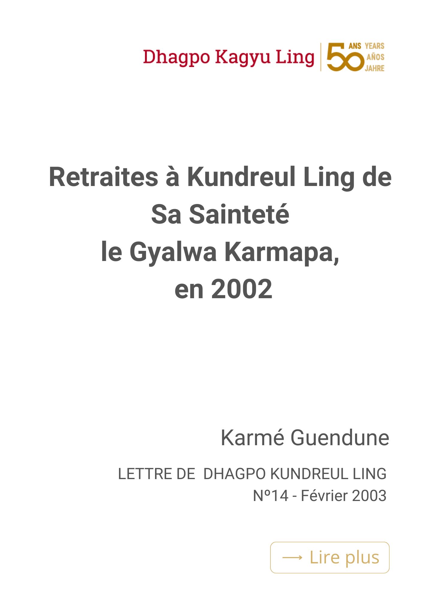 Karme Guendune lettre 14