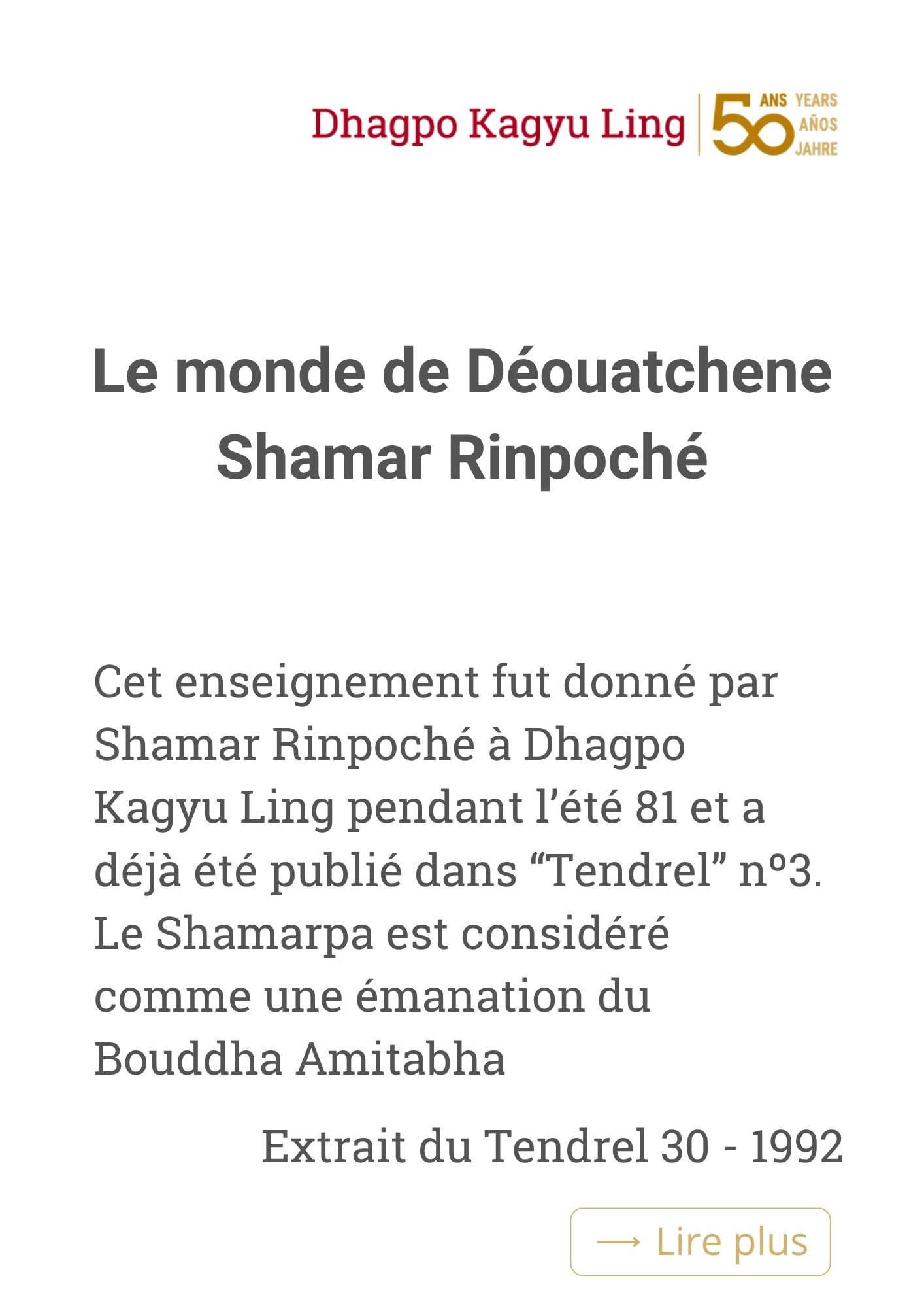 Avril 1990 : Künzik Shamarpa enseigne le Dawé Özer, traité sur la méditation du Mahamudra