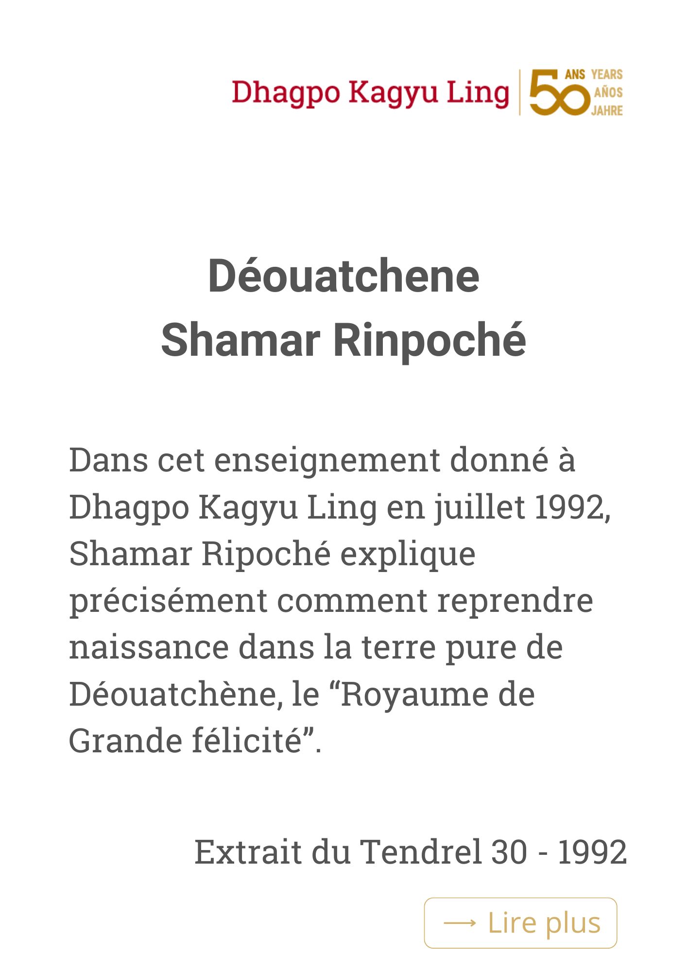 Avril 1990 : Künzik Shamarpa enseigne le Dawé Özer, traité sur la méditation du Mahamudra